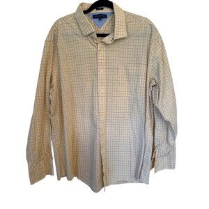 Tommy Hilfiger Dress Shirt XXL 18 34/35 Slim Fit  Yellow/Blue Plaid Long Sleeve